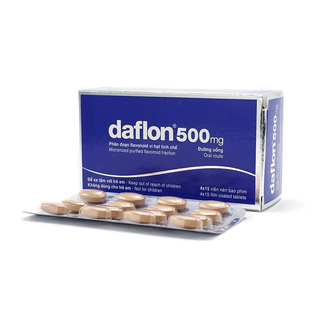 Hình ảnh Thuốc Daflon 500mg Servier điều trị các triệu chứng liên quan đến suy giảm tĩnh mạch bạch huyết và trĩ cấp (60 viên)