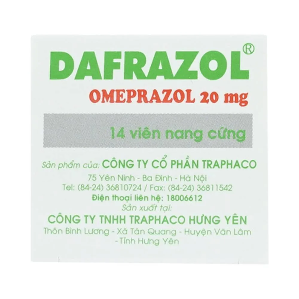Hình ảnh Thuốc Dafrazol  Traphaco điều trị và phòng ngừa loét dạ dày tá tràng, viêm thực quản trào ngược (14 viên)