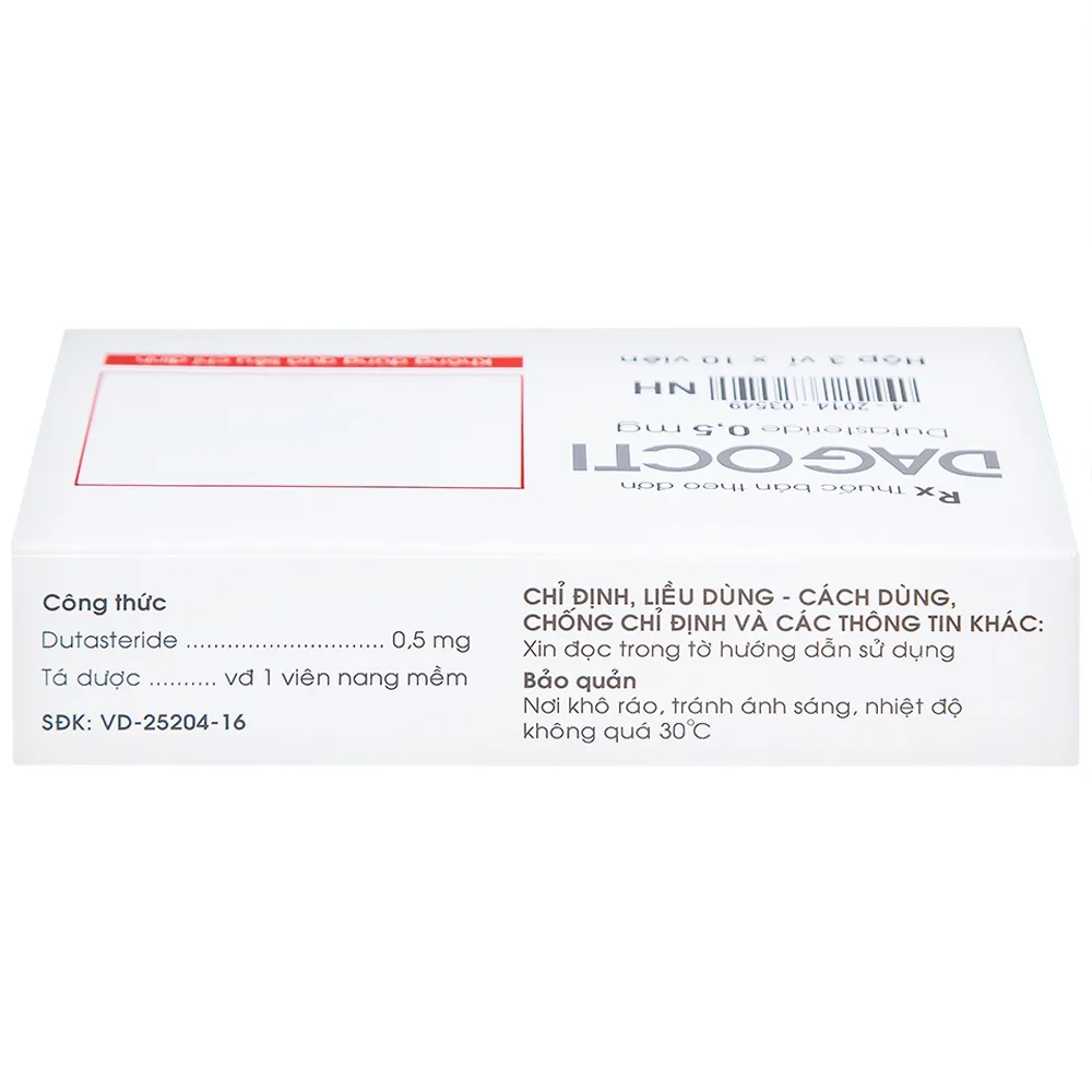 Hình ảnh Thuốc Dagocti 0.5mg Medbolide điều trị và phòng ngừa sự tiến triển của bệnh tăng sản lành tính tuyến tiền liệt  (30 viên)