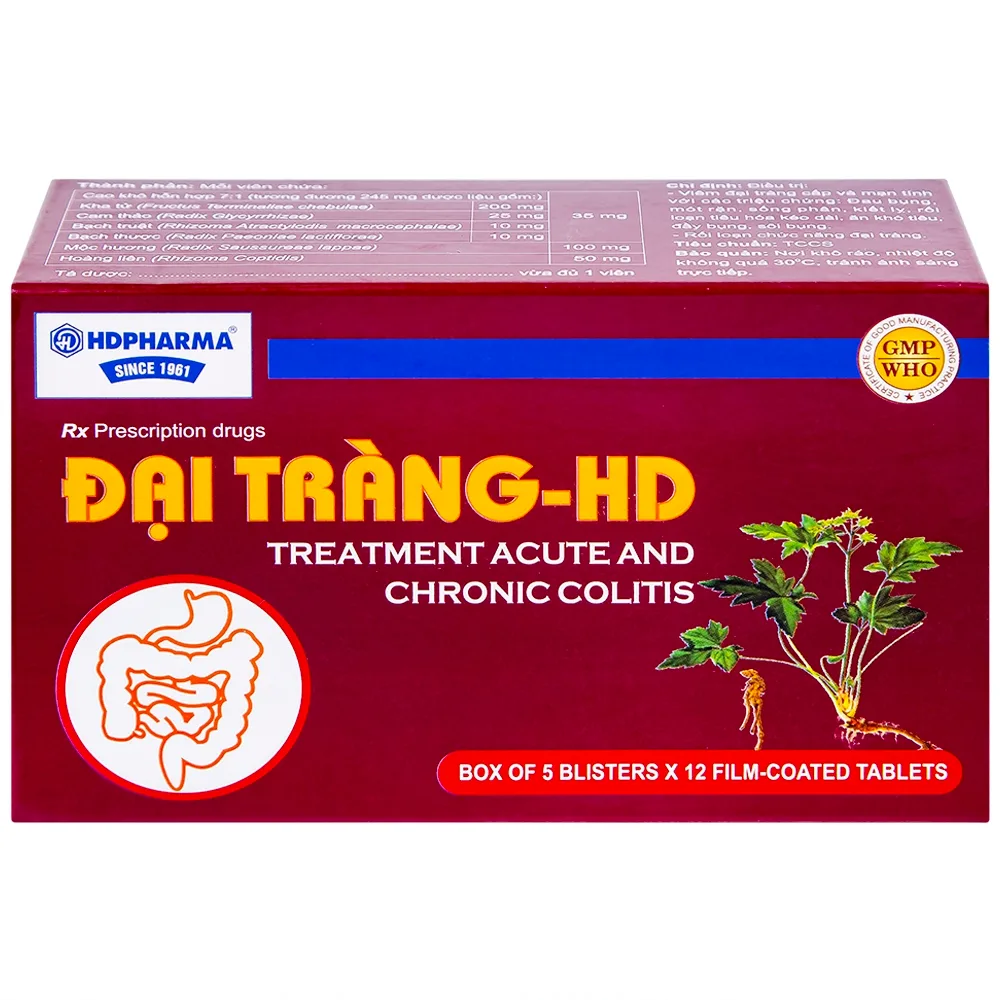 Hình ảnh Thuốc Đại Tràng-HD điều trị viêm đại tràng cấp và mạn tính (5 vỉ x 12 viên)