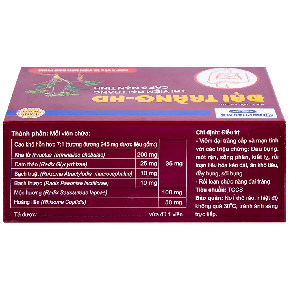 Hình ảnh Thuốc Đại Tràng-HD điều trị viêm đại tràng cấp và mạn tính (5 vỉ x 12 viên)