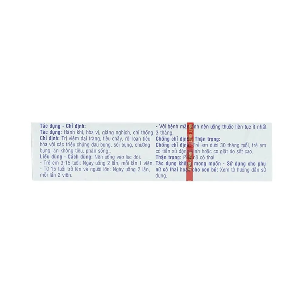 Hình ảnh Thuốc Đại Tràng Nhất Nhất điều trị viêm đại tràng, tiêu chảy, rối loạn tiêu hóa (2 vỉ x 10 viên)