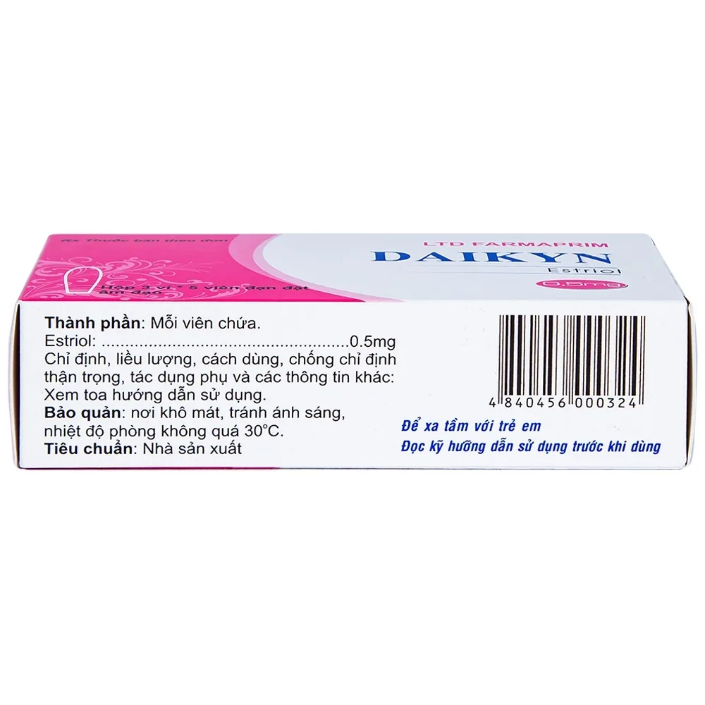 Hình ảnh Viên đặt Daikyn điều trị các triệu chứng tiết niệu, sinh dục do thiếu estrogen (3 vỉ x 5 viên)
