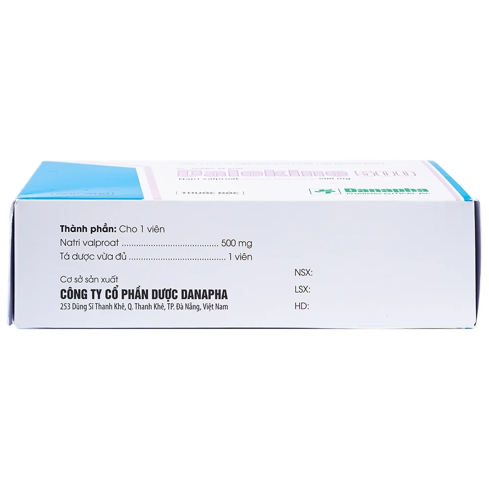 Hình ảnh Thuốc Dalekine 500mg Danapha điều trị động kinh (4 vỉ x 10 viên)