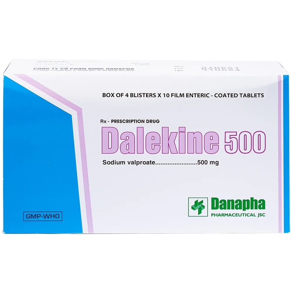 Hình ảnh Thuốc Dalekine 500mg Danapha điều trị động kinh (4 vỉ x 10 viên)