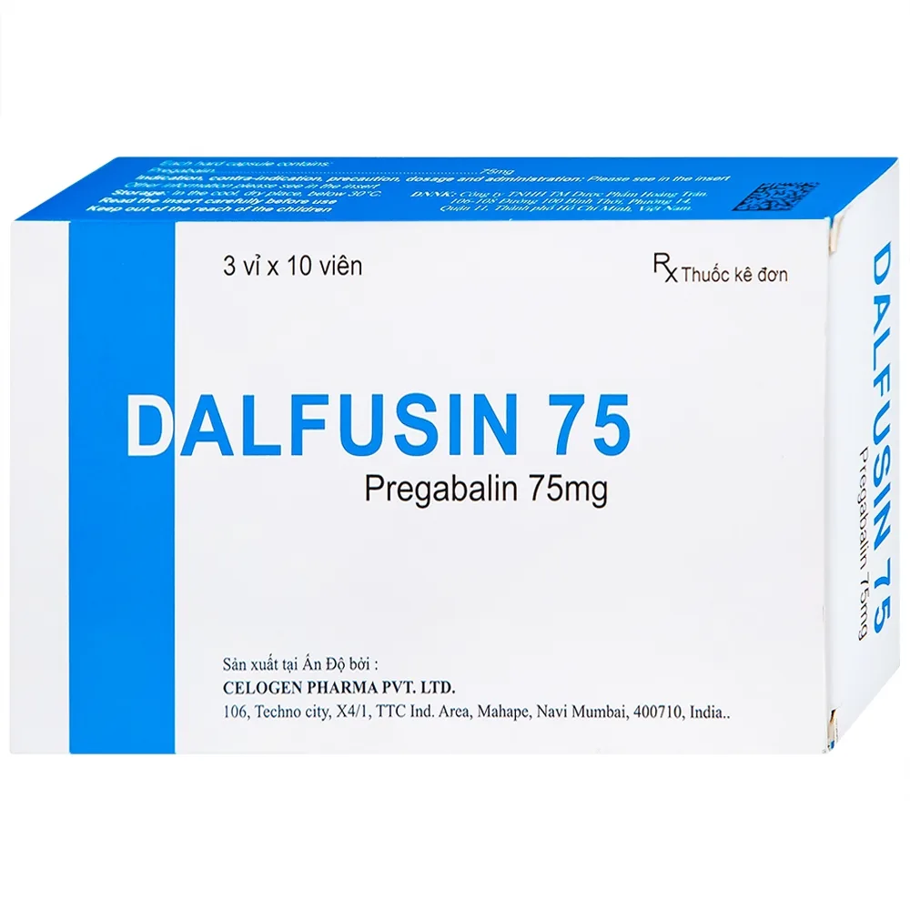 Hình ảnh Thuốc Dalfusin 75 Celogen điều trị đau thần kinh, hỗ trợ điều trị động kinh (3 vỉ x 10 viên)