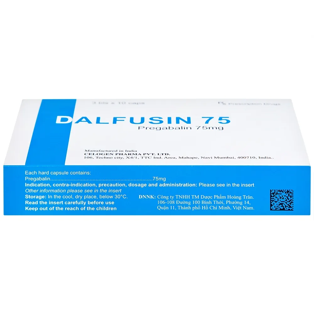 Hình ảnh Thuốc Dalfusin 75 Celogen điều trị đau thần kinh, hỗ trợ điều trị động kinh (3 vỉ x 10 viên)