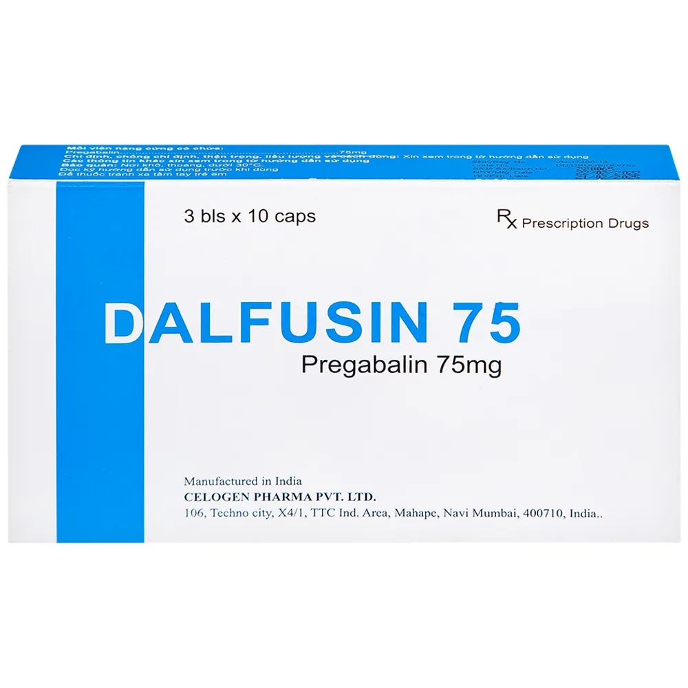 Hình ảnh Thuốc Dalfusin 75 Celogen điều trị đau thần kinh, hỗ trợ điều trị động kinh (3 vỉ x 10 viên)