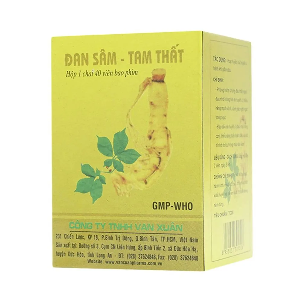 Hình ảnh Thuốc Đan Sâm - Tam Thất phòng và trị chứng đau thắt ngực, đau nhói vùng tim do huyết ứ (40 viên)