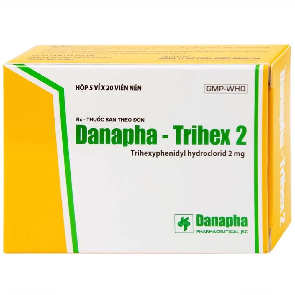 Hình ảnh Thuốc Danapha - Trihex 2 điều trị hỗ trợ hội chứng Parkinson, giảm hội chứng ngoại tháp (5 vỉ x 20 viên)