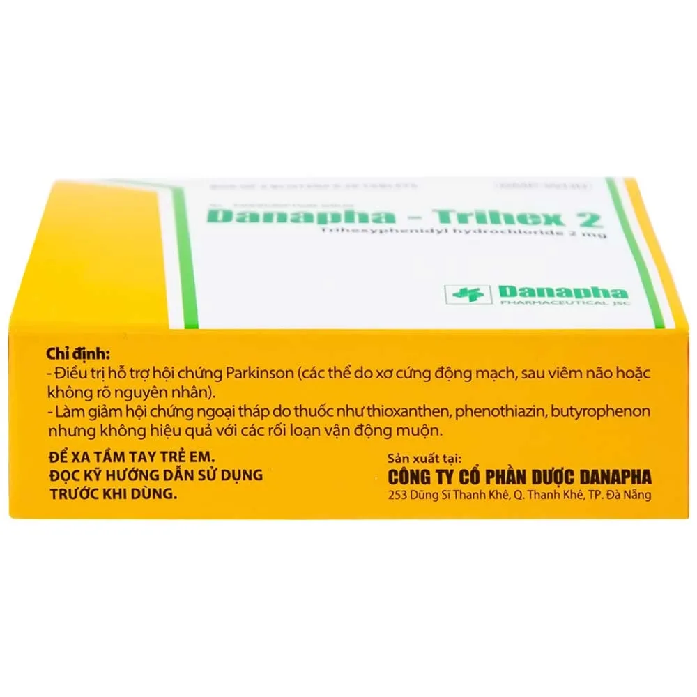 Hình ảnh Thuốc Danapha - Trihex 2 điều trị hỗ trợ hội chứng Parkinson, giảm hội chứng ngoại tháp (5 vỉ x 20 viên)