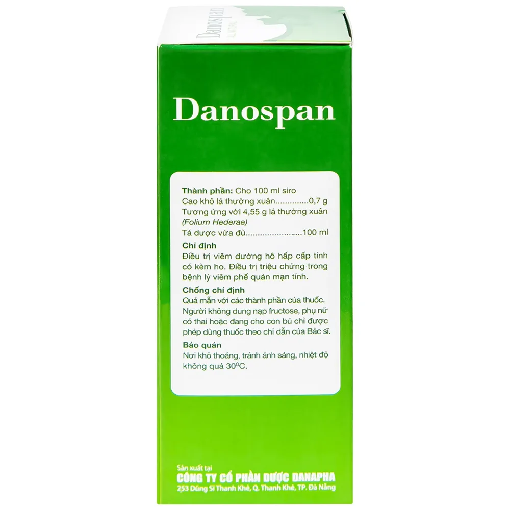 Hình ảnh Dung dịch Danospan Danapha điều trị viêm đường hô hấp cấp tính có kèm ho (100ml)