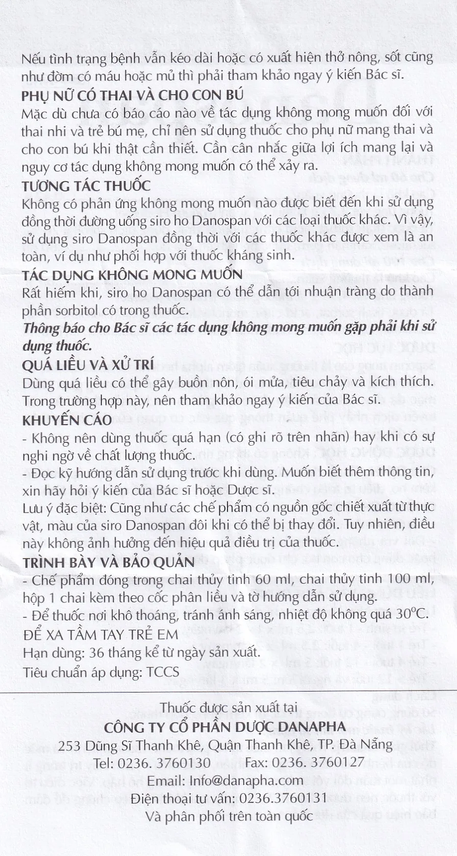 Hình ảnh Dung dịch Danospan Danapha điều trị viêm đường hô hấp cấp tính có kèm ho (60ml)