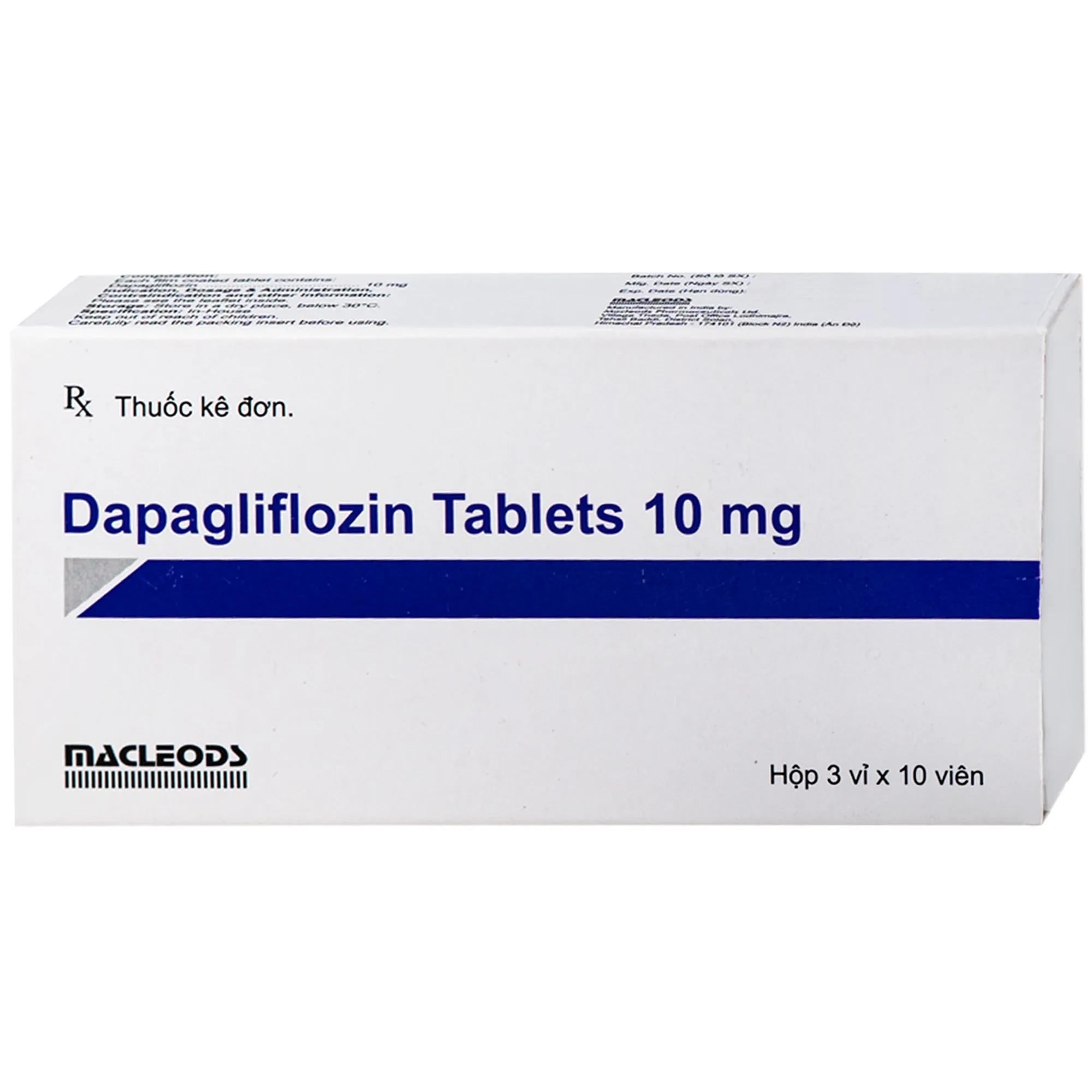 Hình ảnh Thuốc DAPAGLIFLOZIN TABLET 10MG Macleods điều trị đái tháo đường típ 2 (3 vỉ x 10 viên)