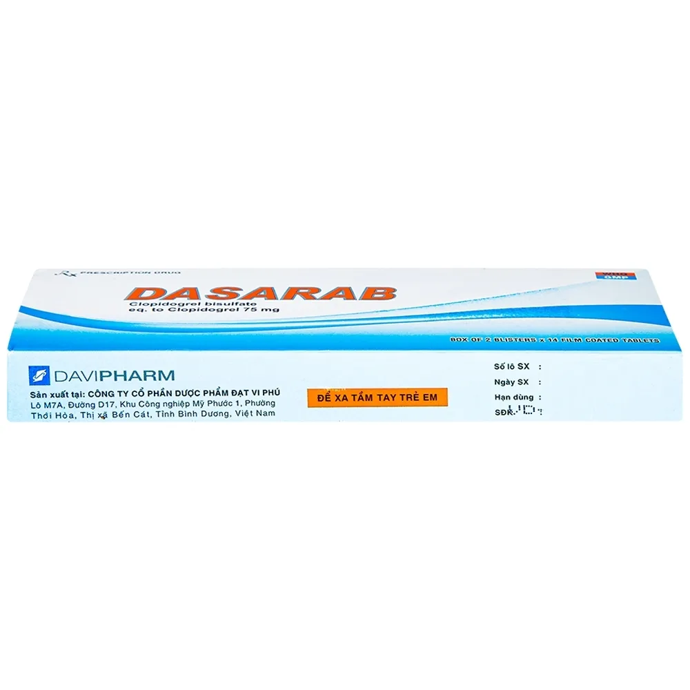 Hình ảnh Thuốc Dasarab 75mg Davi Pharm điều trị hội chứng mạch vành cấp (2 vỉ x 14 viên)