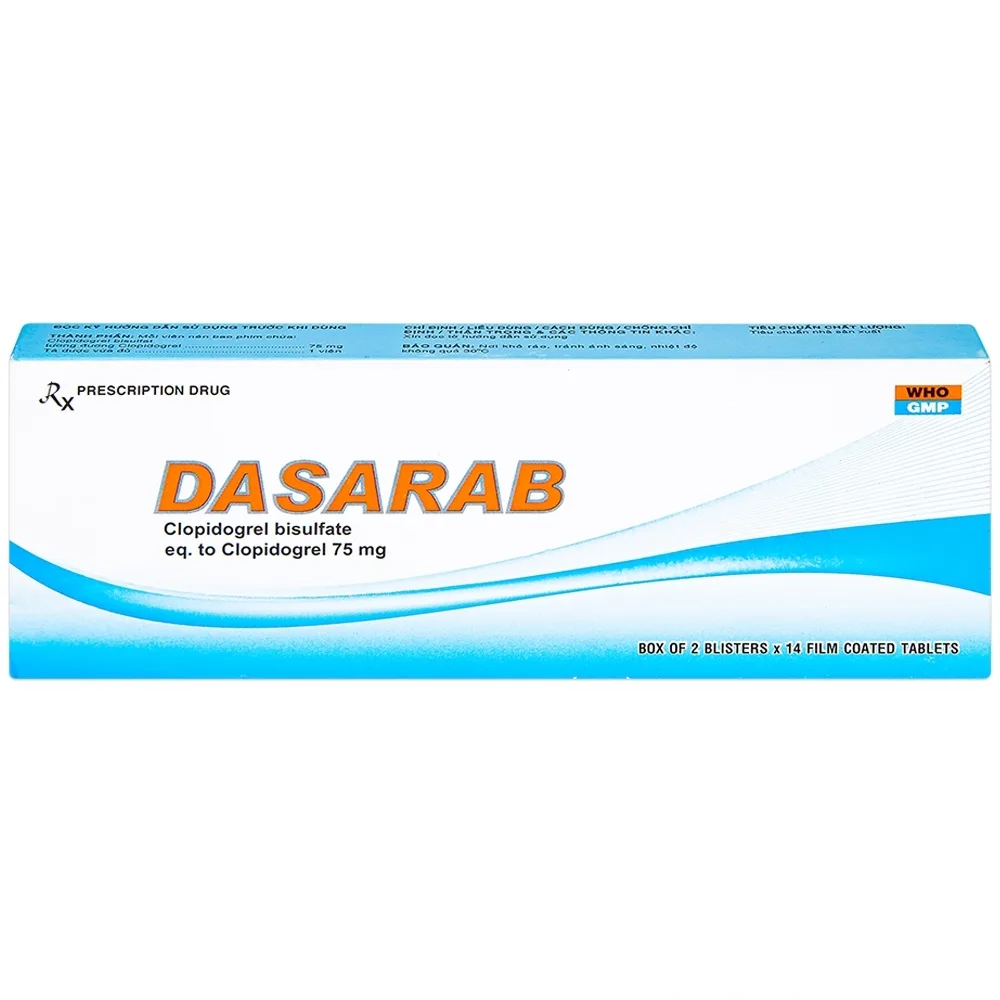 Hình ảnh Thuốc Dasarab 75mg Davi Pharm điều trị hội chứng mạch vành cấp (2 vỉ x 14 viên)