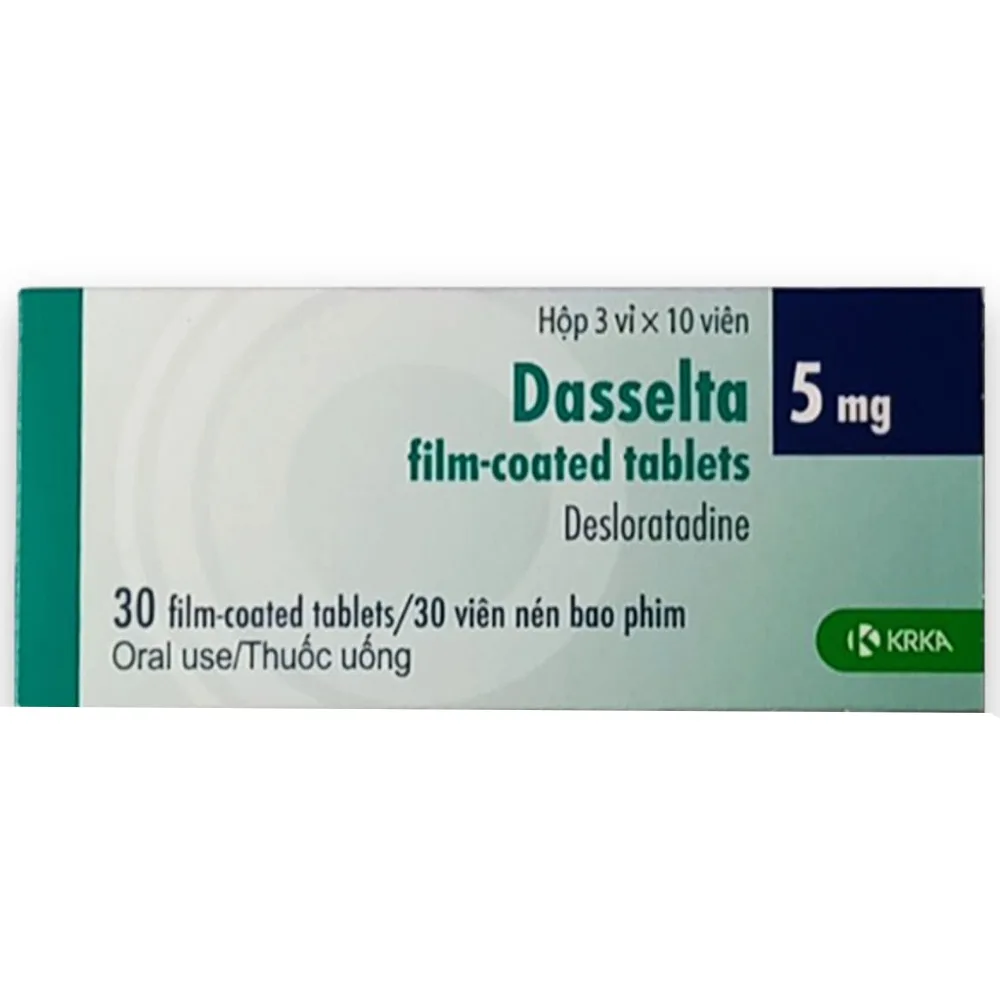 Hình ảnh Thuốc Dasselta 5mg Krka điều trị viêm mũi dị ứng, giảm các triệu chứng liên quan đến mày đay mạn tính (3 vỉ x 10 viên)