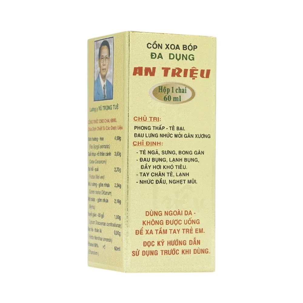 Hình ảnh Cồn xoa bóp An Triệu điều trị phong thấp, tê bại, đau lưng, nhức mỏi gân xương (60ml)