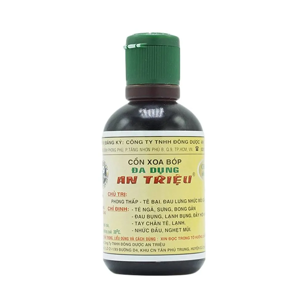 Hình ảnh Cồn xoa bóp An Triệu điều trị phong thấp, tê bại, đau lưng, nhức mỏi gân xương (60ml)