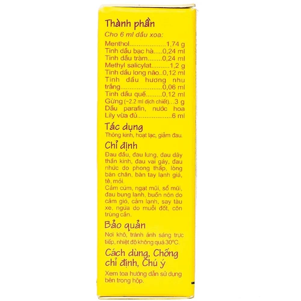 Hình ảnh Dầu gừng Thái Dương điều trị đau đầu, đau lưng, đau dây thần kinh vai gáy (6ml)