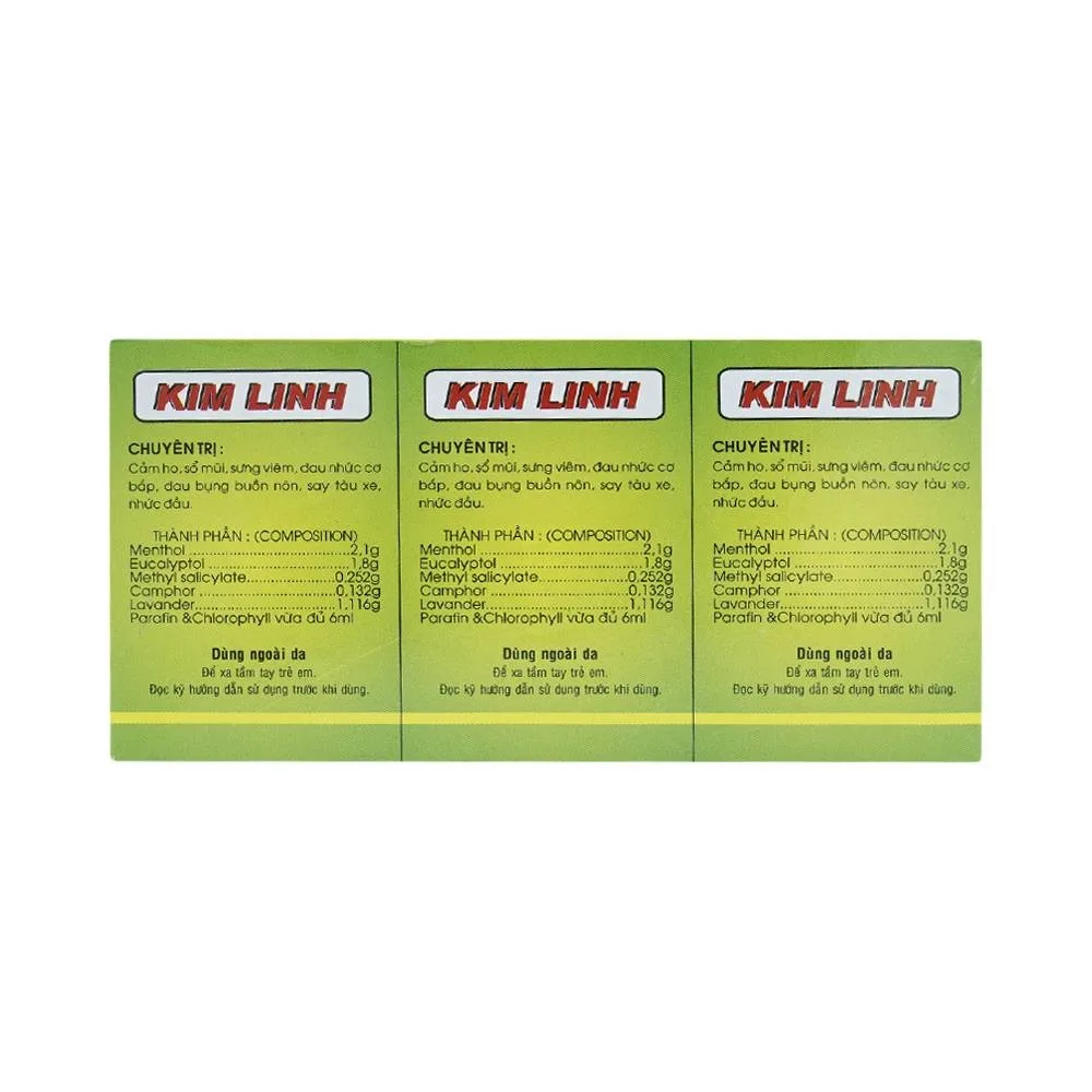 Hình ảnh Dầu gió Kim Linh 6ml giảm cảm ho, sổ mũi, đau nhức xương khớp (12 chai)