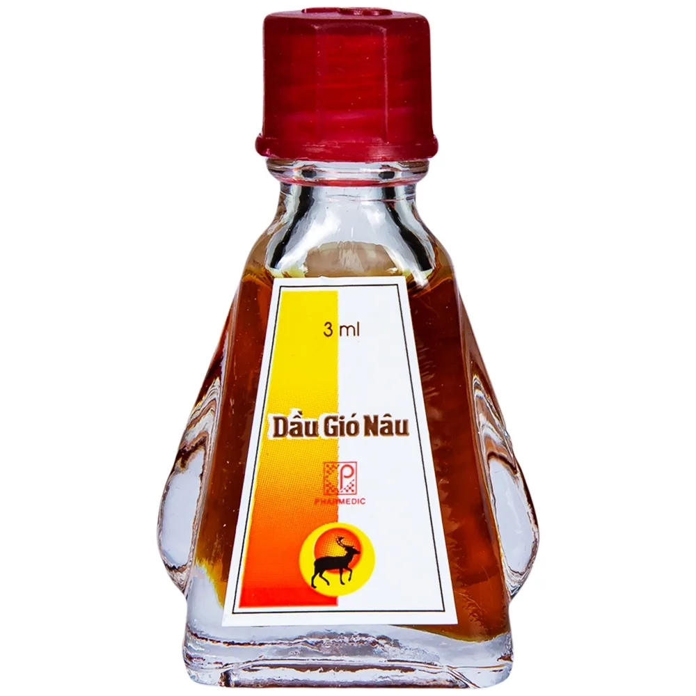 Hình ảnh Dầu gió Nâu Pharmedic điều trị cảm cúm, sổ mũi, nghẹt mũi (3ml)