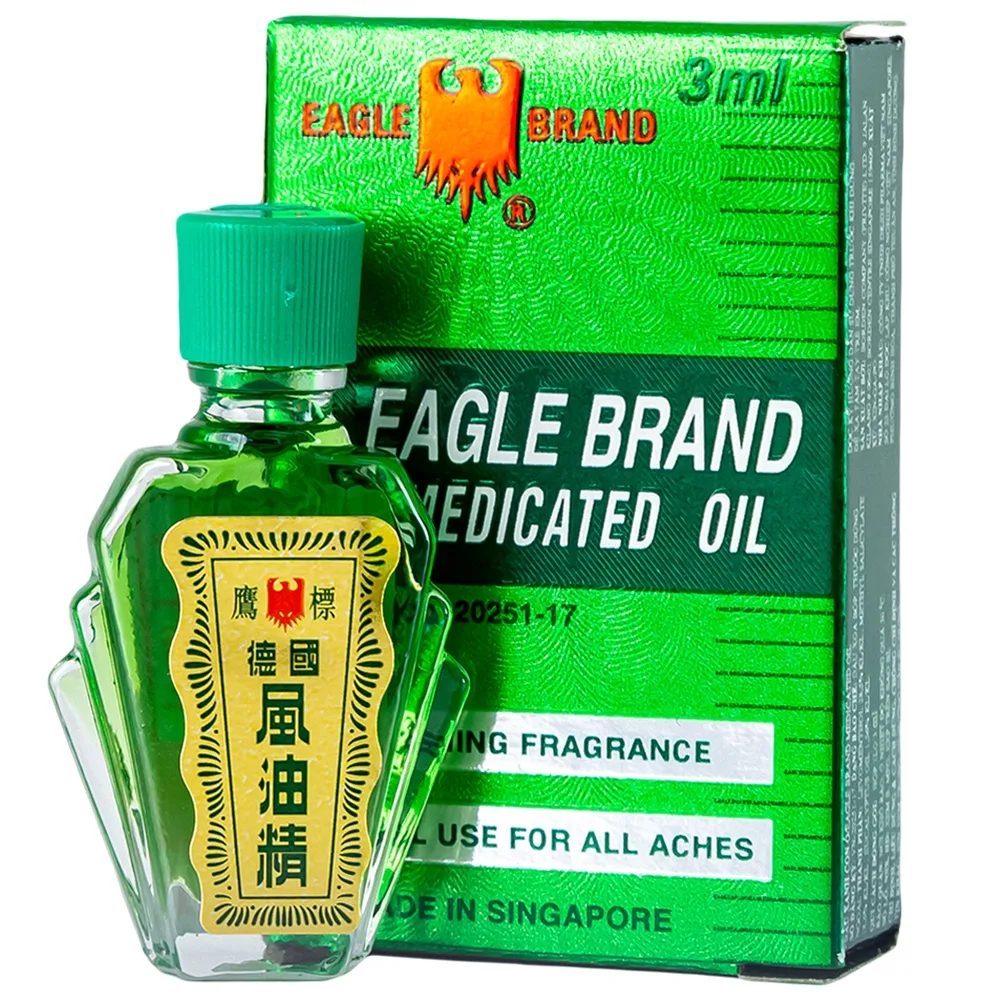 Hình ảnh Dầu gió xanh Con Ó Eagle Brand Medicated Oil giảm nhức đầu, cảm cúm, đau lưng, viêm khớp (12 chai x 3ml)