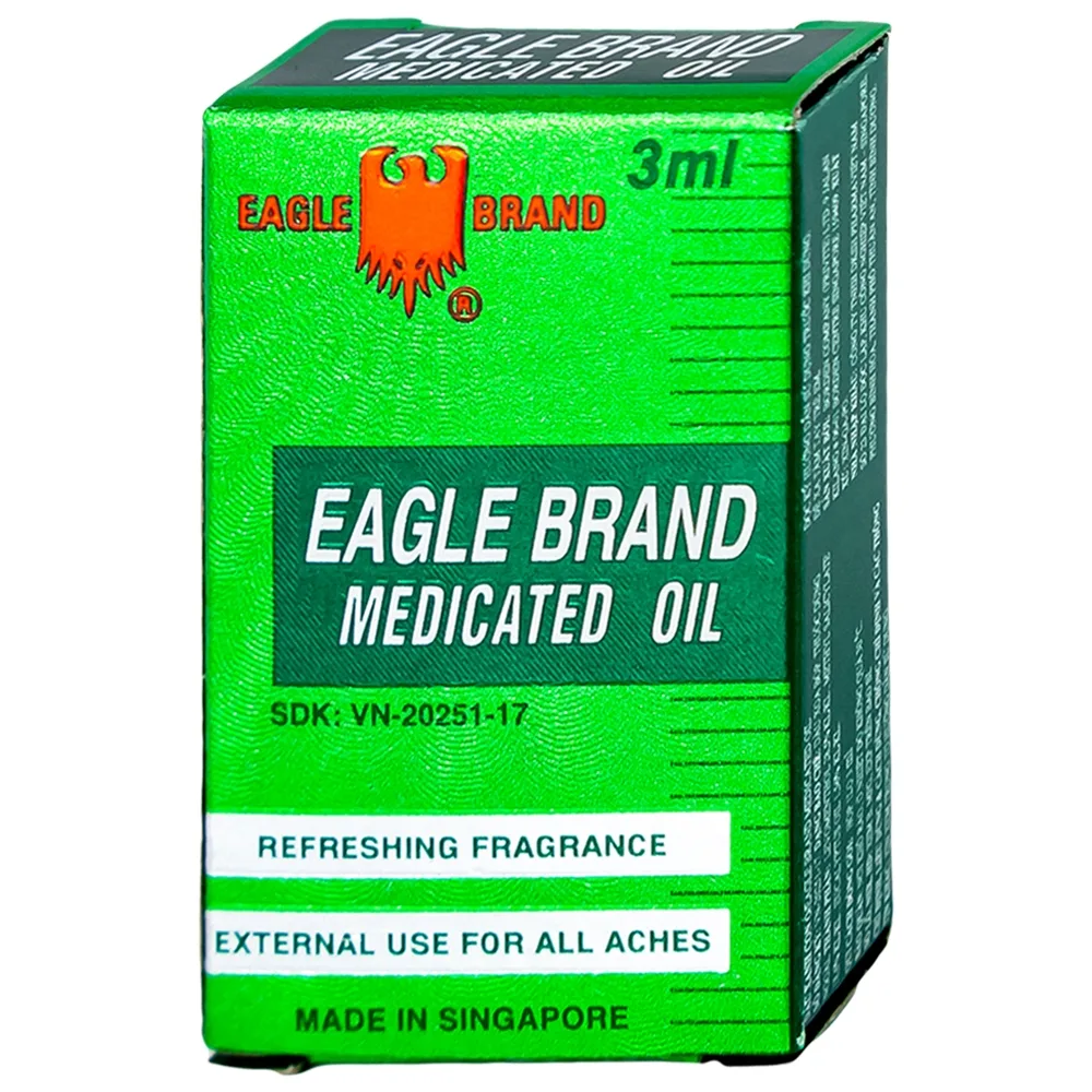 Hình ảnh Dầu gió xanh Con Ó Eagle Brand Medicated Oil giảm nhức đầu, cảm cúm, đau lưng, viêm khớp (12 chai x 3ml)