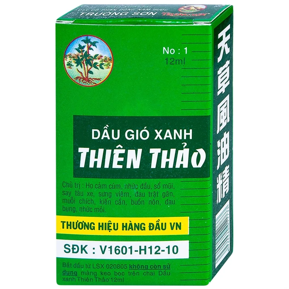 Hình ảnh Dầu gió xanh Thiên Thảo điều trị cảm, ho, sổ mũi, nhứt đầu, say nắng (12ml)