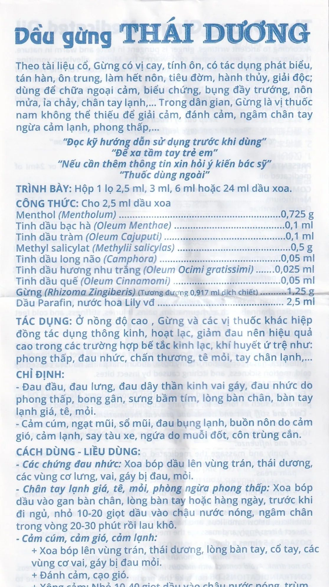 Hình ảnh Dầu gừng Thái Dương điều trị đau đầu, đau lưng, đau dây thần kinh vai gáy (24ml)