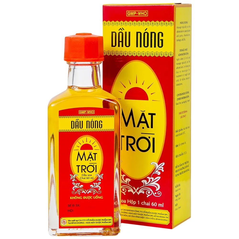 Hình ảnh Dầu nóng Mặt Trời OPC điều trị nhức mỏi, tê thấp, đau lưng, cảm mạo, cúm (60ml)