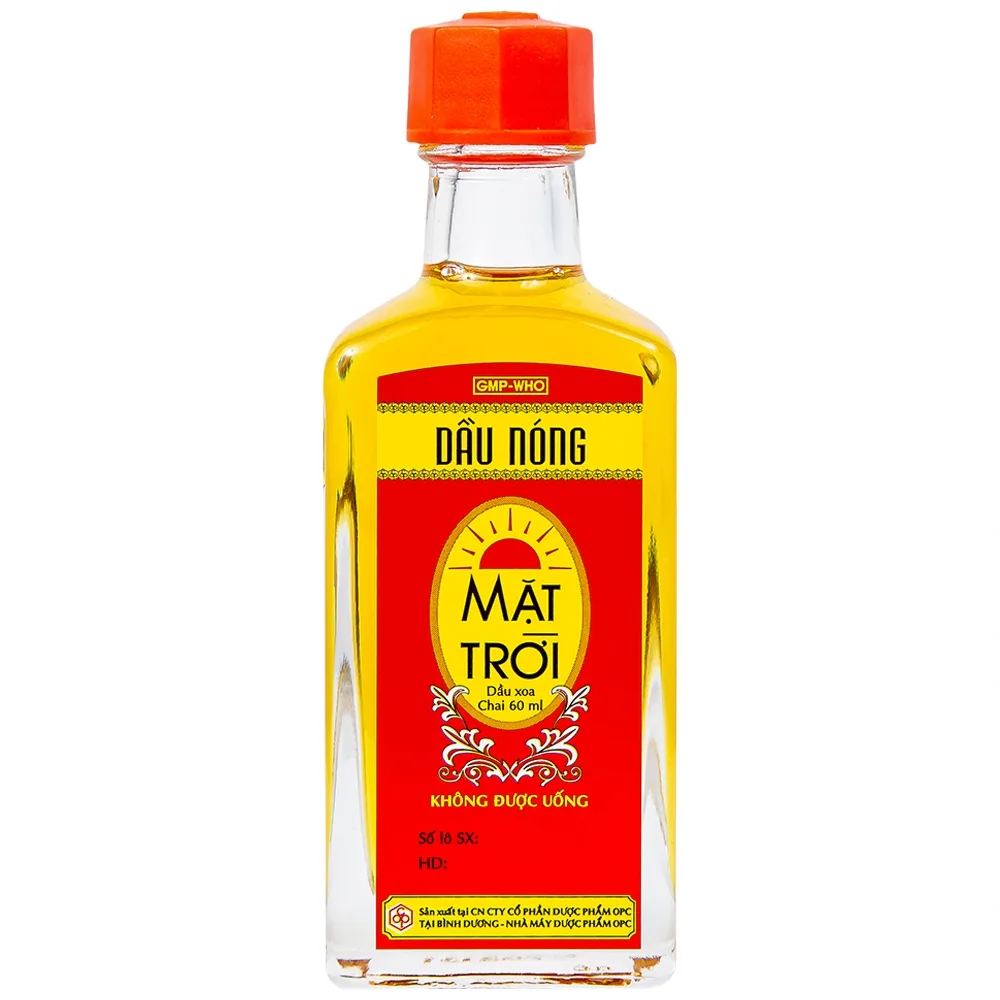 Hình ảnh Dầu nóng Mặt Trời OPC điều trị nhức mỏi, tê thấp, đau lưng, cảm mạo, cúm (60ml)