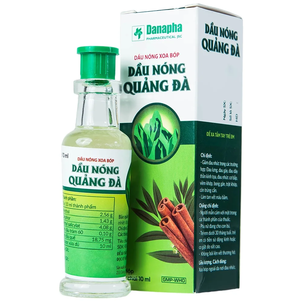 Hình ảnh Dầu nóng Quảng Đà Danapha giảm đau lưng, đau gáy, đau dây thần kinh tọa (10ml)
