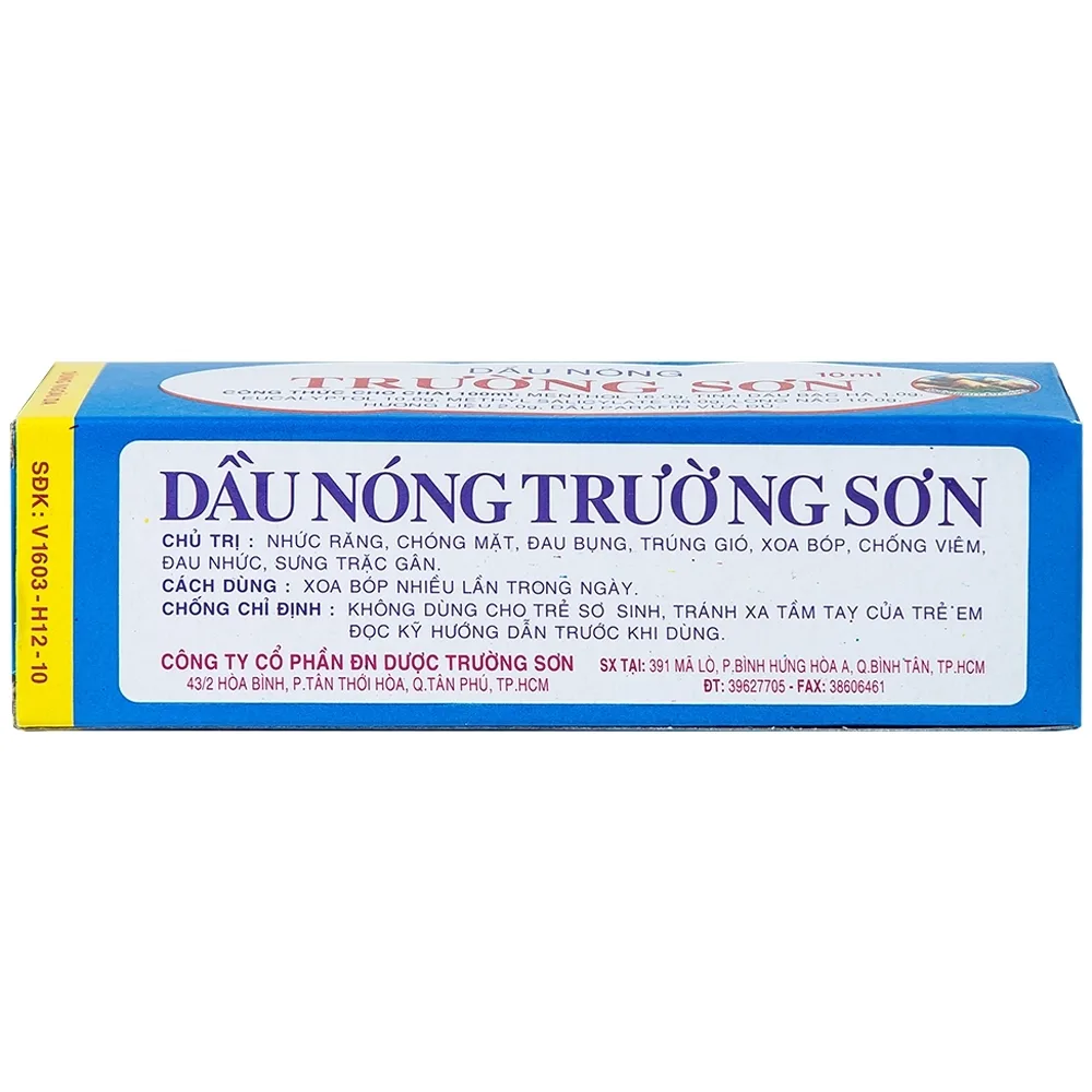 Hình ảnh Dầu nóng Trường Sơn điều trị cảm, ho, số mũi, trúng gió (10 chai x 10ml)
