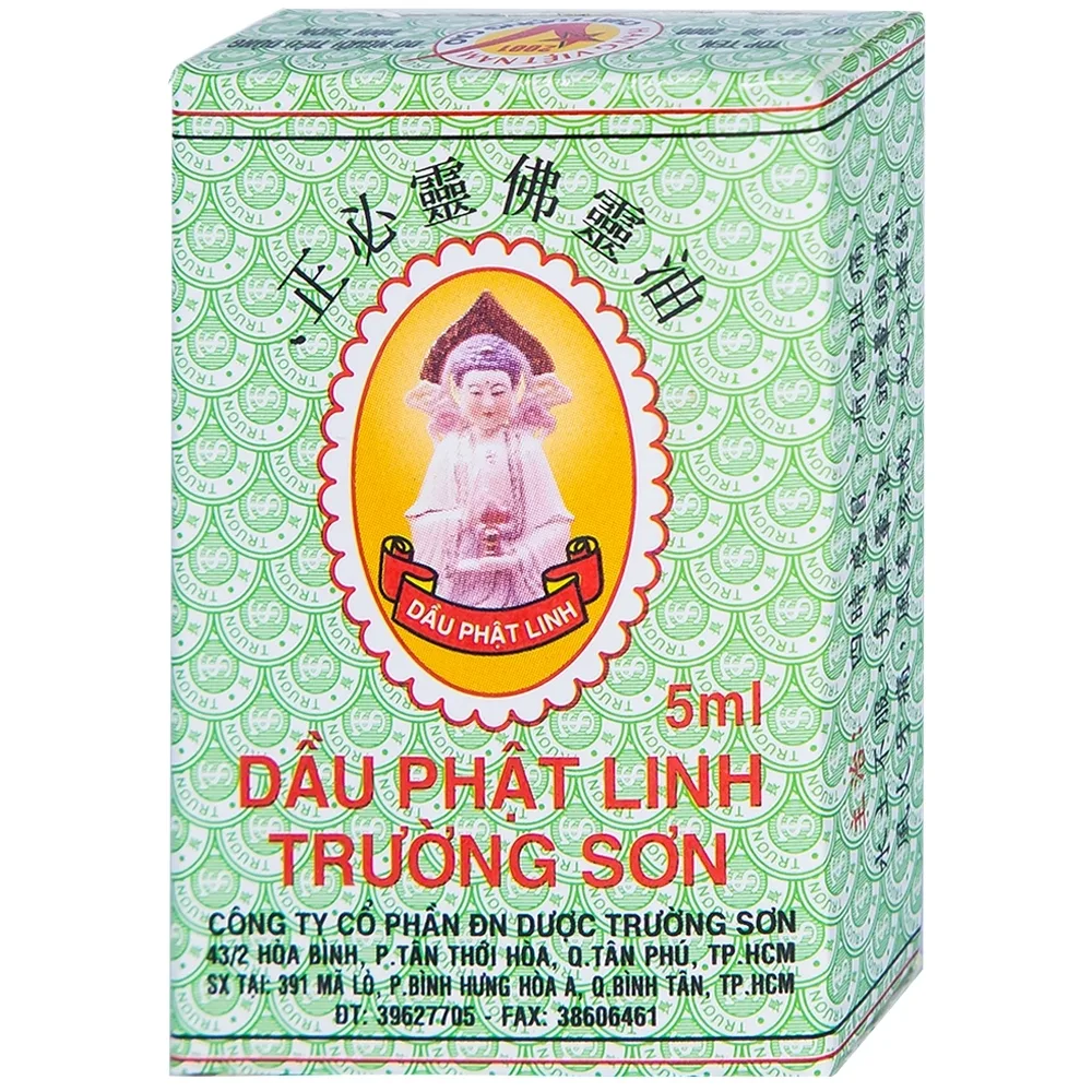 Hình ảnh Dầu Phật Linh Trường Sơn điều trị cảm, ho, sổ mũi, nhức đầu, say nắng (12 chai x 5ml)
