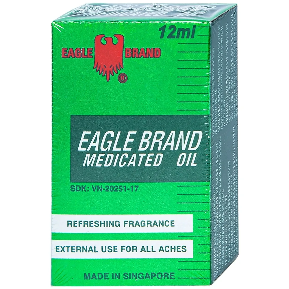 Hình ảnh Dầu gió xanh Con Ó Eagle Brand Medicated Oil giảm nhức đầu, cảm cúm, đau lưng, viêm khớp (12 chai x 12ml)