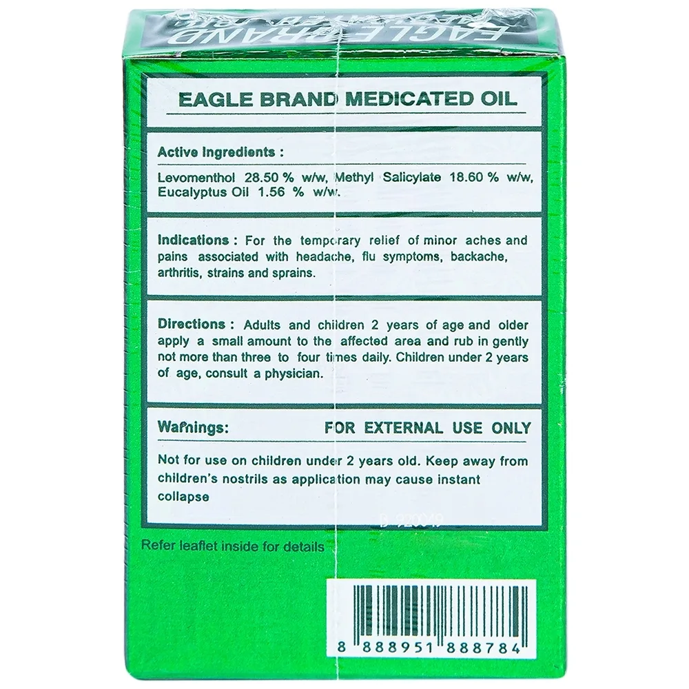 Hình ảnh Dầu gió xanh Con Ó Eagle Brand Medicated Oil giảm nhức đầu, cảm cúm, đau lưng, viêm khớp (12 chai x 12ml)