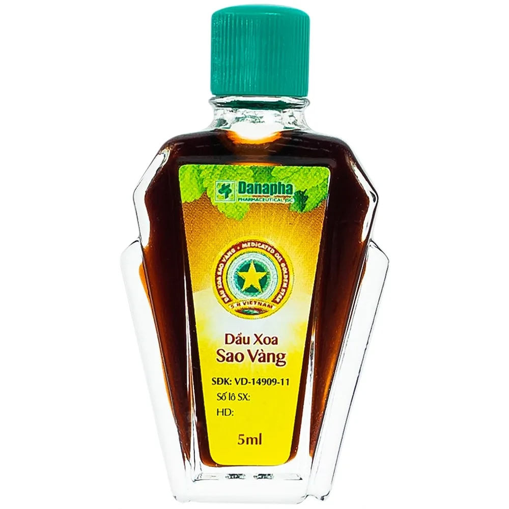 Hình ảnh Dầu xoa Sao Vàng Danapha điều trị nhức đầu, chóng mặt, cảm lạnh, sổ mũi (16 chai x 5ml)