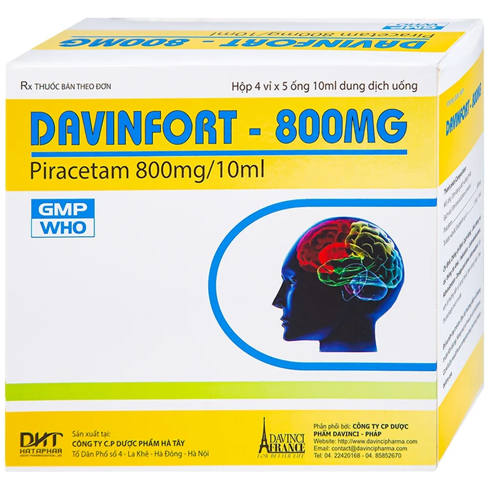 Hình ảnh Dung dịch Davinfort 800mg/10ml Hataphar điều trị chứng chóng mặt (20 ống x 10ml)