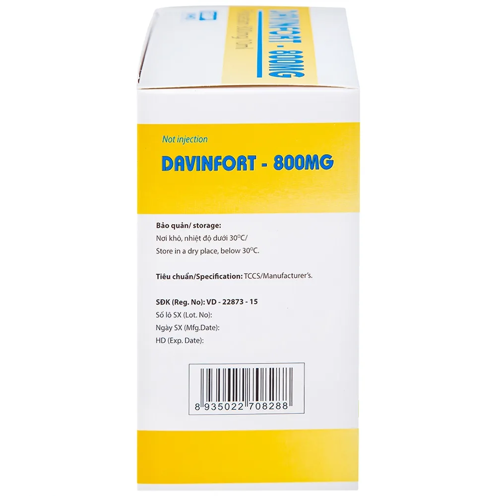Hình ảnh Dung dịch Davinfort 800mg/10ml Hataphar điều trị chứng chóng mặt (20 ống x 10ml)