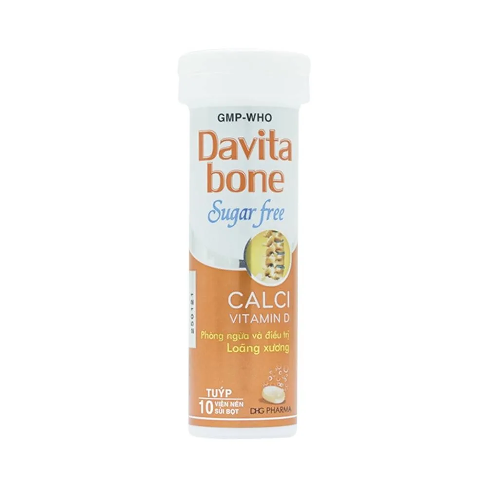Hình ảnh Viên sủi Davita Bone Sugar Free DHG phòng ngừa và điều trị loãng xương (10 viên)