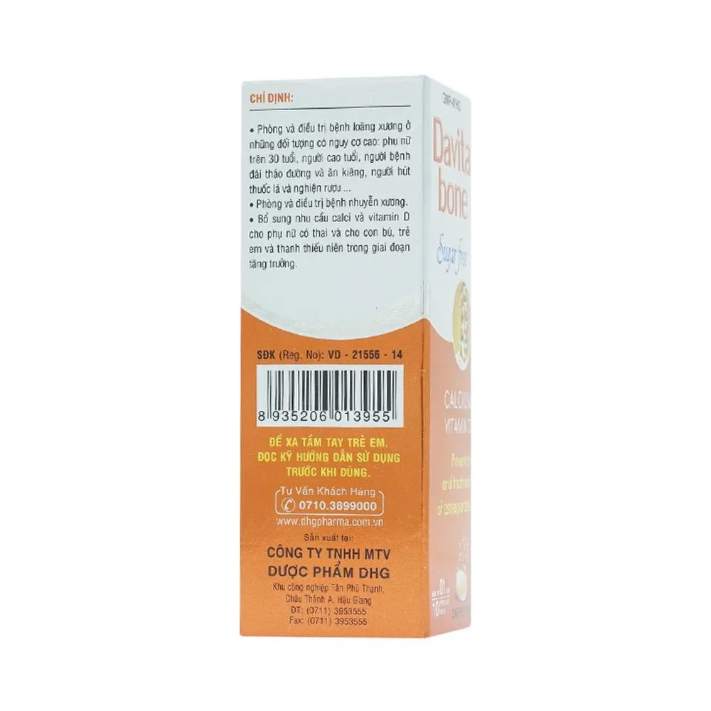Hình ảnh Viên sủi Davita Bone Sugar Free DHG phòng ngừa và điều trị loãng xương (10 viên)