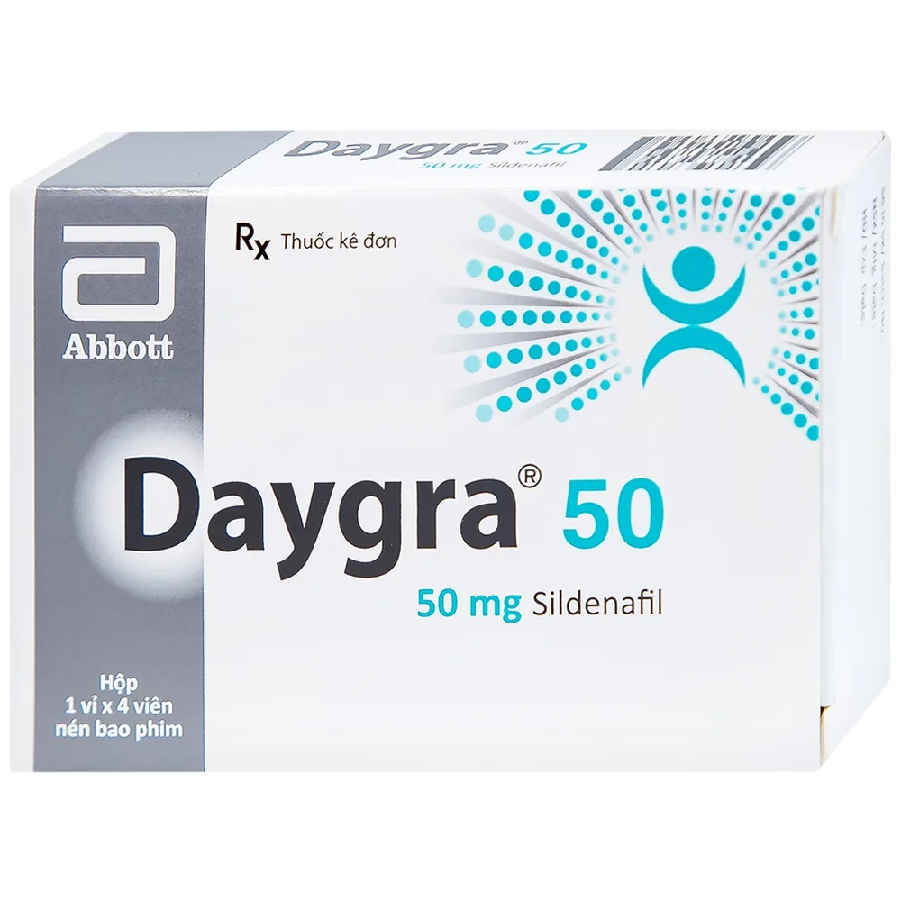 Hình ảnh Thuốc Daygra 50 Abbott điều trị rối loạn cương dương (4 viên)