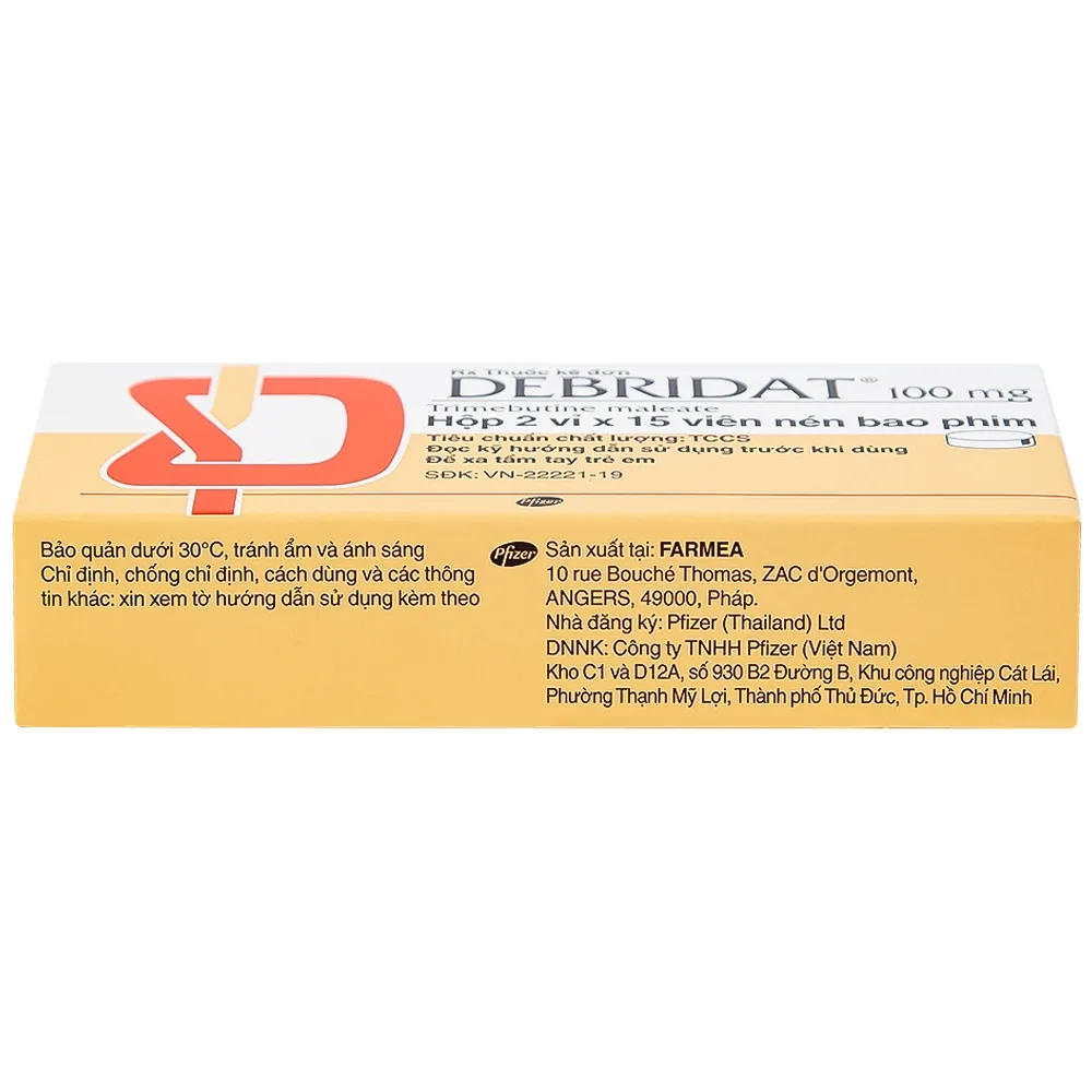 Hình ảnh Thuốc Debridat 100mg Pfizer điều trị triệu chứng đau, rối loạn nhu động ruột và khó chịu đường ruột (30 viên)
