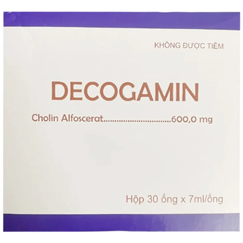 Hình ảnh Dung dịch uống Decogamin 600mg Medisun dùng cho đột quỵ, chấn thương sọ não, sa sút trí tuệ (30 ống x 7ml)