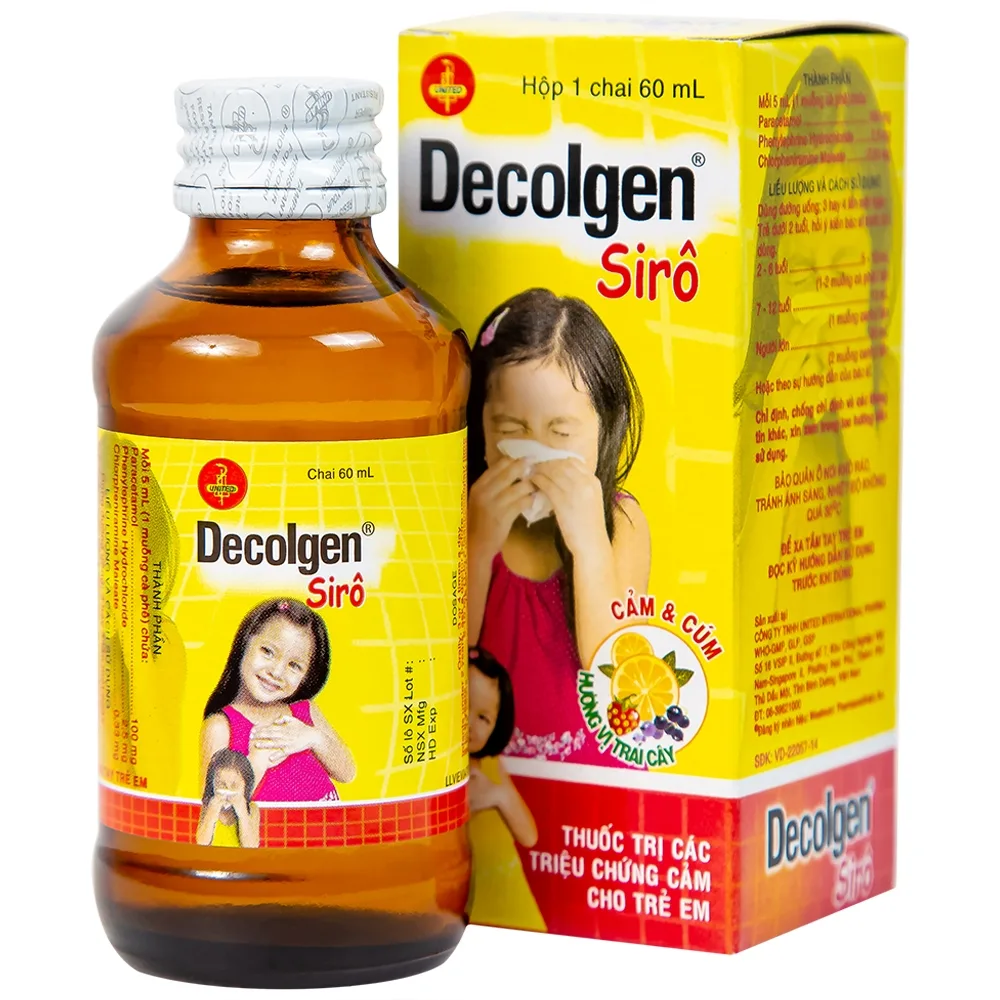Hình ảnh Siro Decolgen Untied điều trị các triệu chứng cảm thông thường, viêm mũi dị ứng (60ml)