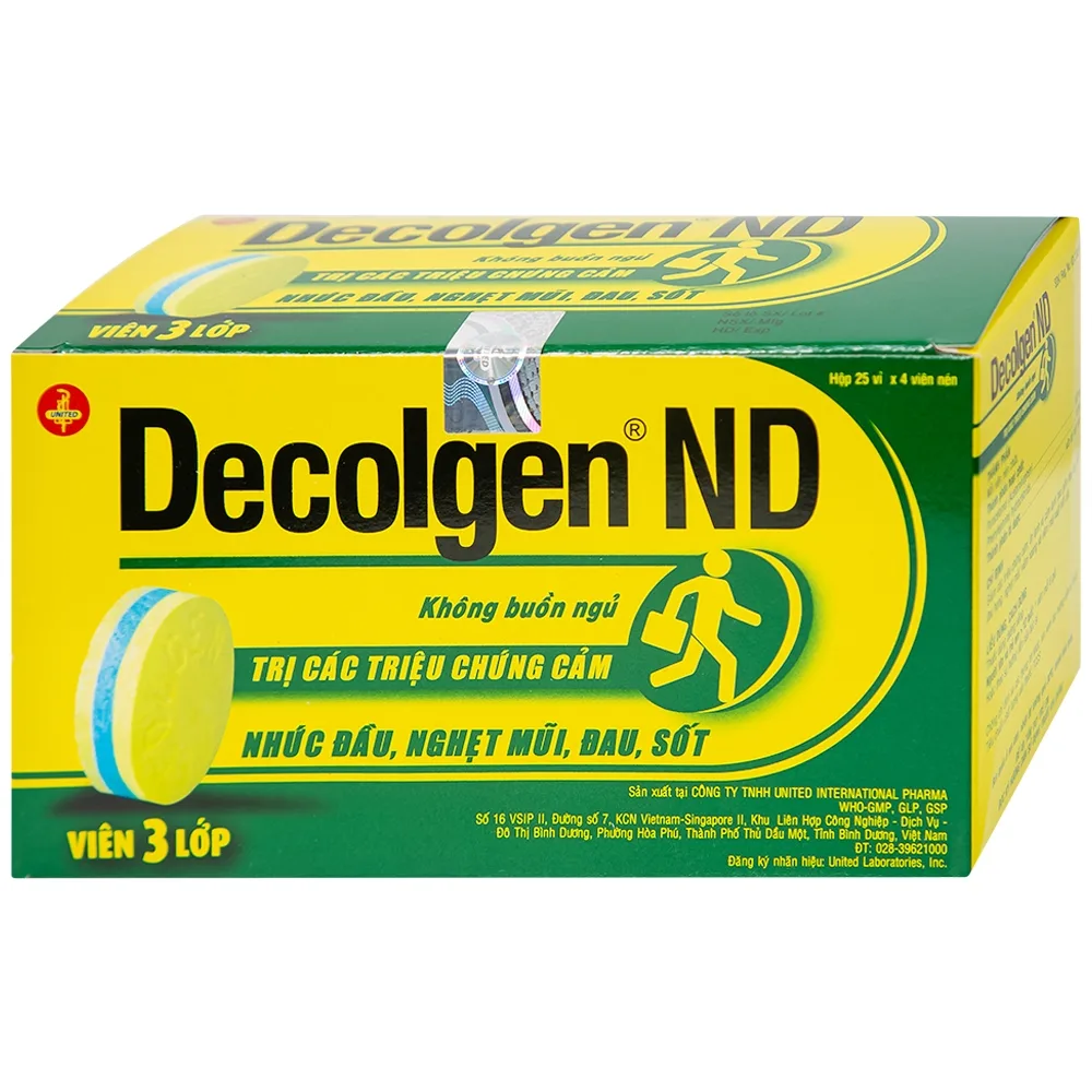Hình ảnh Thuốc Decolgen ND United điều trị các triệu chứng cảm thông thường, viêm mũi dị ứng (25 vỉ x 4 viên)