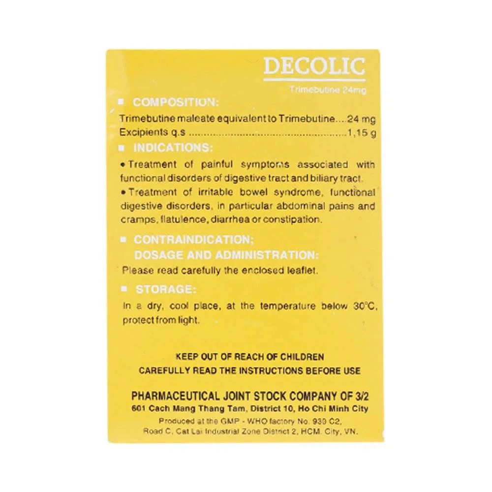 Hình ảnh Bột Decolic điều trị triệu chứng đau do rối loạn chức năng đường tiêu hóa và ống mật (20 gói x 1.15g)