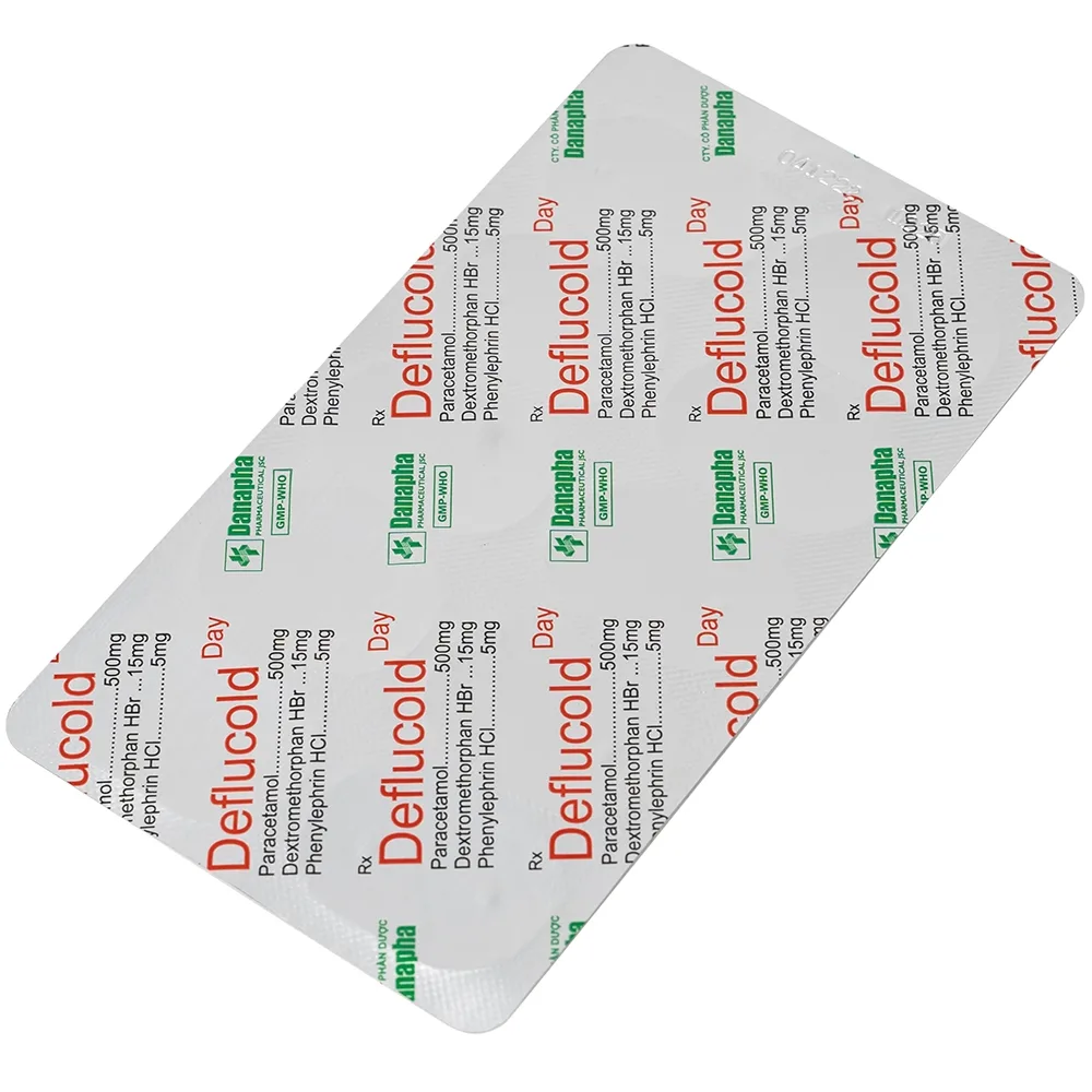 Hình ảnh Thuốc Deflucold day Danapha giảm tạm thời các triệu chứng cảm lạnh và cảm cúm (2 vỉ x 10 viên)