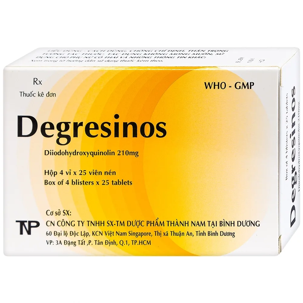 Hình ảnh Thuốc Degresinos Thành Nam điều trị nhiễm amip đường ruột (4 vỉ x 25 viên)